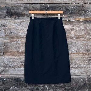 Vintage Black Pencil Skirt 100% Wool Size 0